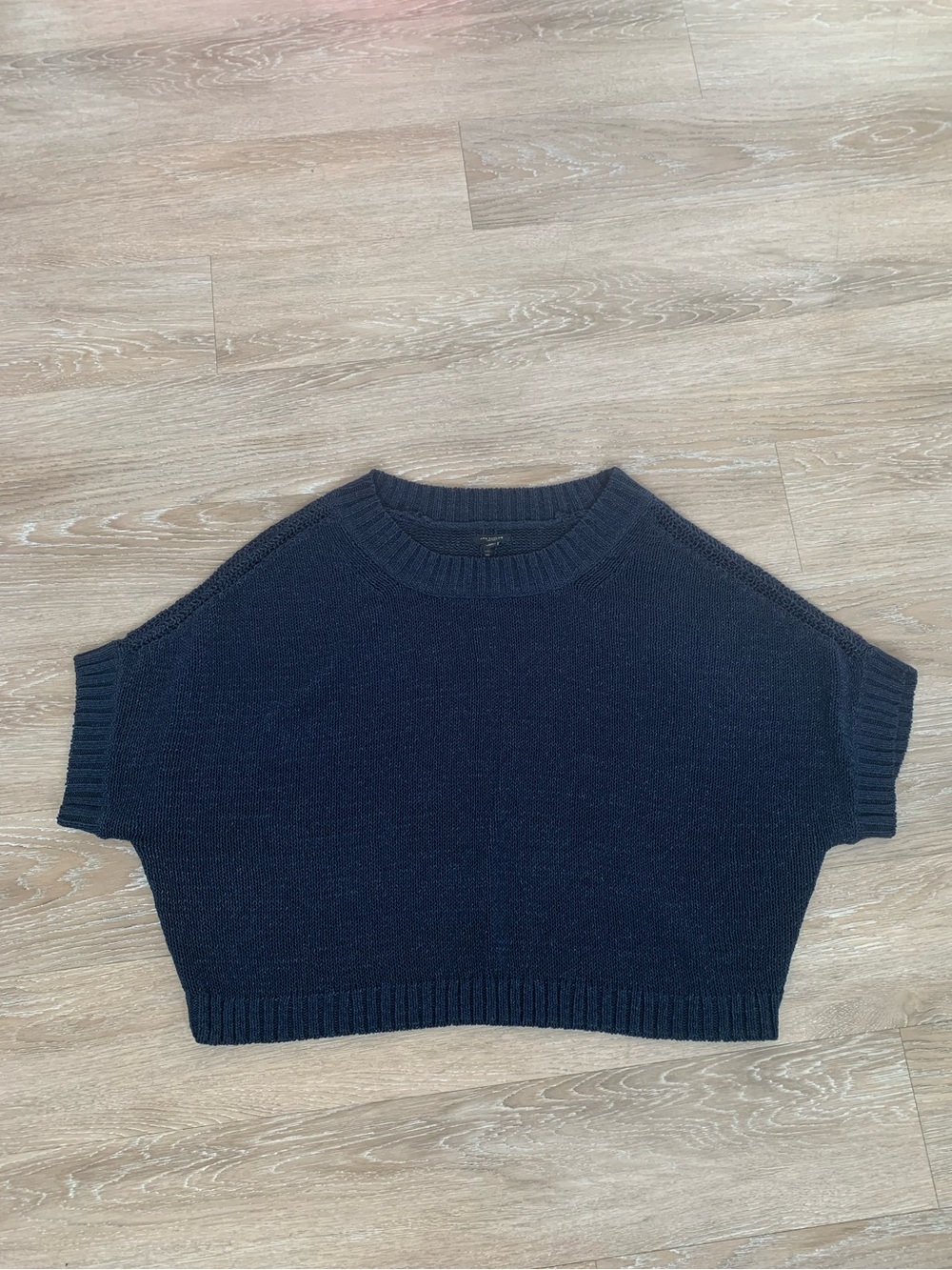 Ann Taylor Navy Oversized Blue Open Knit Short Sleeve Short Size XL